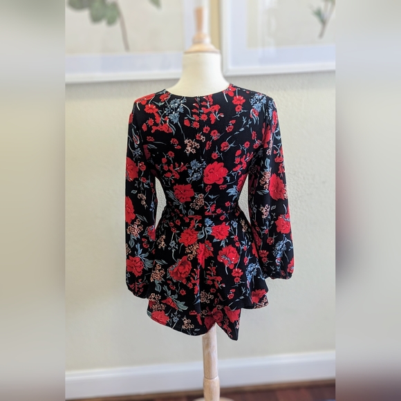 Red Floral Ruffle Romper - Picture 5 of 5